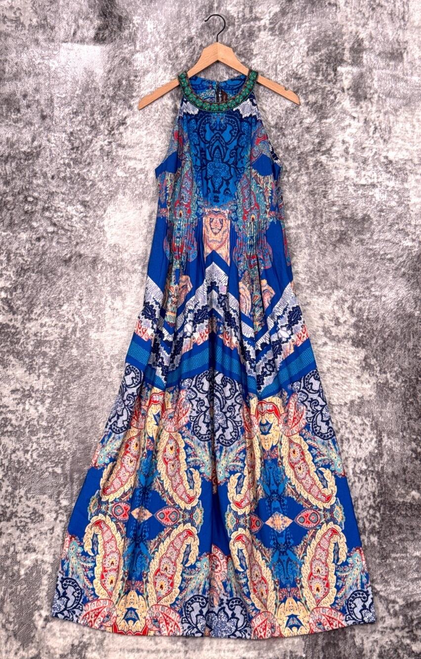 Anthropologie Dress 8 Womens Ranna Gill Jeweled Beaded Paisley